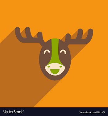 Flat icon with long shadow Canadian moose vector image