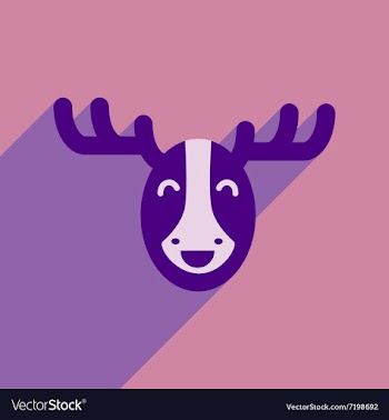 Flat icon with long shadow Canadian moose vector image