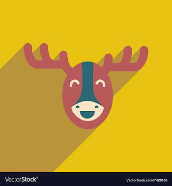 Flat icon with long shadow Canadian moose vector image