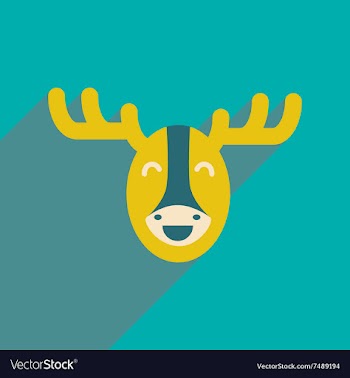 Flat icon with long shadow Canadian moose vector image