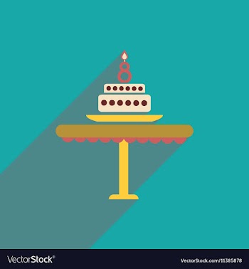 Flat icon with long shadow candle cake vector image
