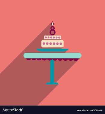 Flat icon with long shadow candle cake vector image