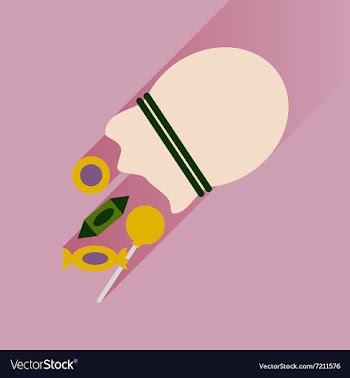 Flat icon with long shadow Candy in bag vector image