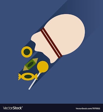Flat icon with long shadow Candy in bag vector image
