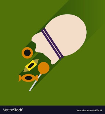 Flat icon with long shadow Candy in bag vector image