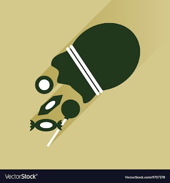 Flat icon with long shadow Candy in bag vector image