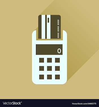Flat icon with long shadow card terminal vector image