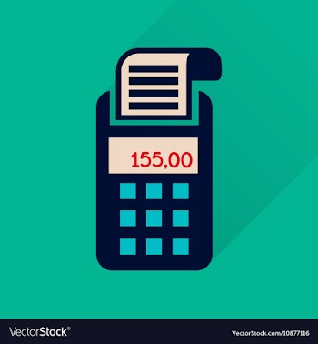 Flat icon with long shadow card terminal vector image