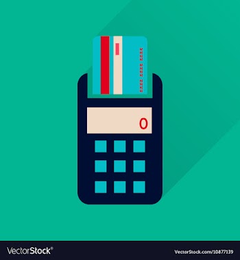 Flat icon with long shadow card terminal vector image