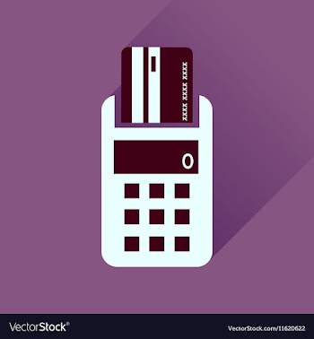 Flat icon with long shadow card terminal vector image