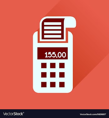 Flat icon with long shadow card terminal vector image