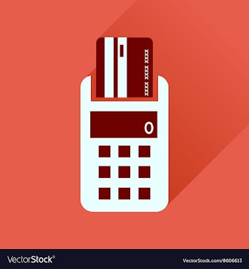 Flat icon with long shadow card terminal vector image