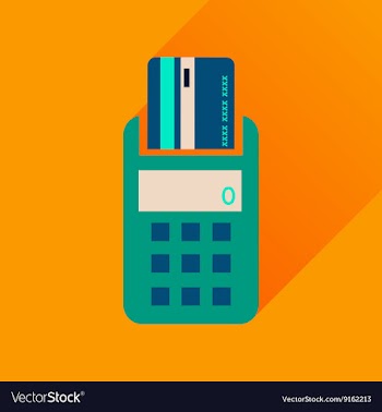 Flat icon with long shadow card terminal vector image