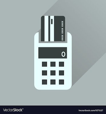 Flat icon with long shadow card terminal vector image