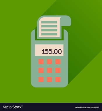 Flat icon with long shadow card terminal vector image