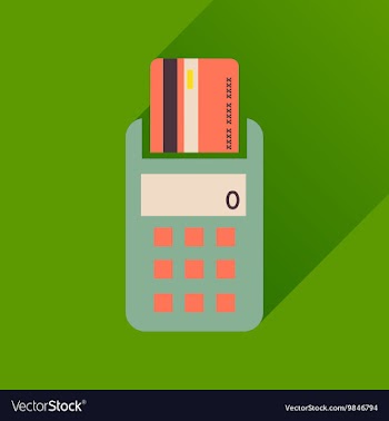 Flat icon with long shadow card terminal vector image