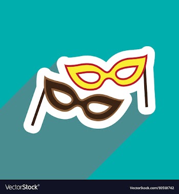 Flat icon with long shadow carnival mask vector image