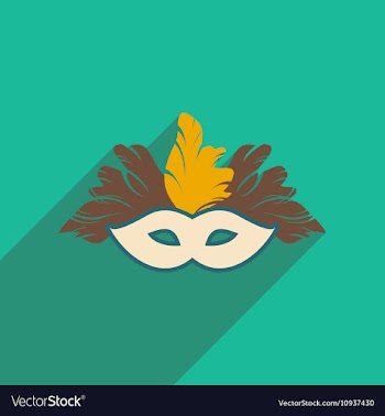 Flat icon with long shadow Carnival mask vector image