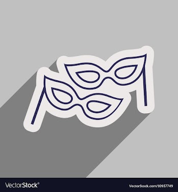 Flat icon with long shadow carnival mask vector image