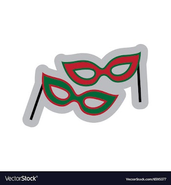 Flat icon with long shadow carnival mask vector image