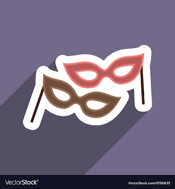 Flat icon with long shadow carnival mask vector image