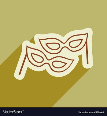 Flat icon with long shadow carnival mask vector image