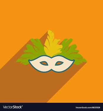 Flat icon with long shadow Carnival mask vector image