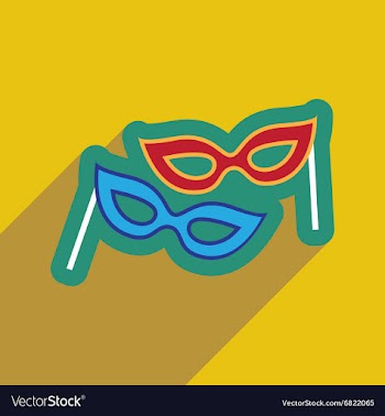 Flat icon with long shadow carnival mask vector image