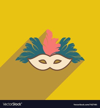Flat icon with long shadow Carnival mask vector image