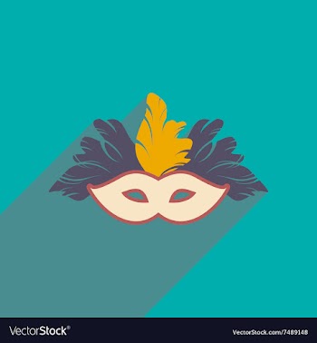 Flat icon with long shadow Carnival mask vector image