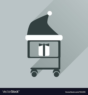 Flat icon with long shadow cart with Christmas vector image