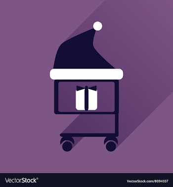 Flat icon with long shadow cart with Christmas vector image