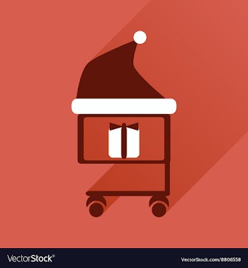 Flat icon with long shadow cart with Christmas vector image
