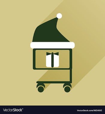 Flat icon with long shadow cart with Christmas vector image