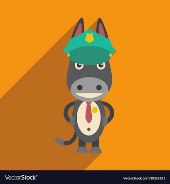 Flat icon with long shadow cartoon donkey vector image