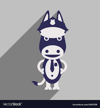 Flat icon with long shadow cartoon donkey vector image
