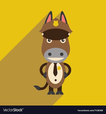 Flat icon with long shadow cartoon donkey vector image