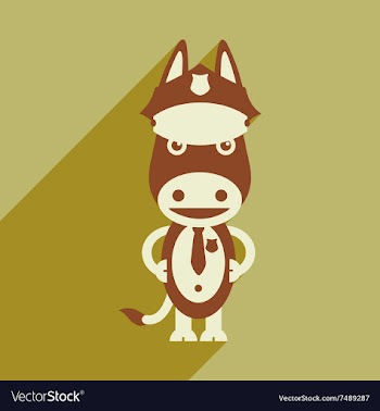 Flat icon with long shadow cartoon donkey vector image