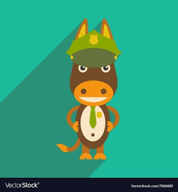 Flat icon with long shadow cartoon donkey vector image