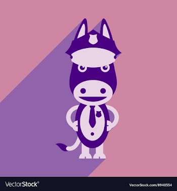 Flat icon with long shadow cartoon donkey vector image