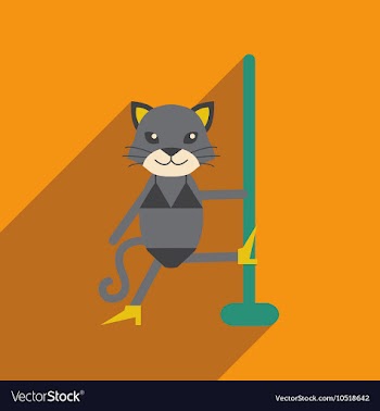 Flat icon with long shadow cat cartoon vector image