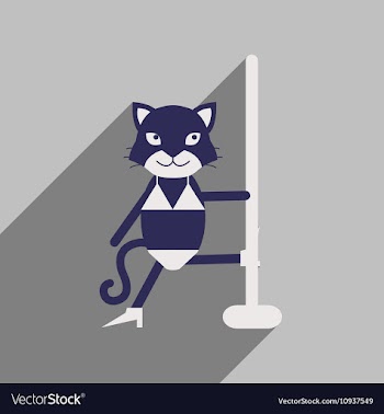Flat icon with long shadow cat cartoon vector image