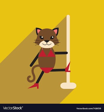 Flat icon with long shadow cat cartoon vector image