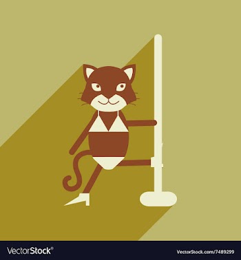 Flat icon with long shadow cat cartoon vector image