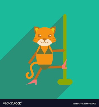 Flat icon with long shadow cat cartoon vector image