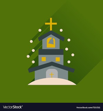 Flat icon with long shadow Catholic church vector image
