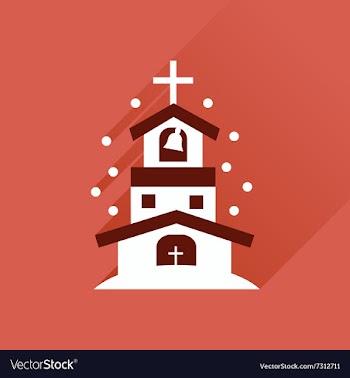 Flat icon with long shadow Catholic church vector image
