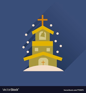 Flat icon with long shadow Catholic church vector image