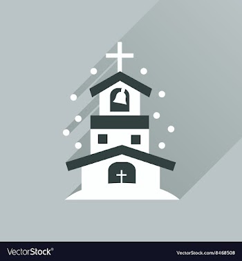 Flat icon with long shadow Catholic church vector image