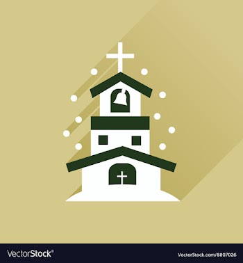 Flat icon with long shadow Catholic church vector image